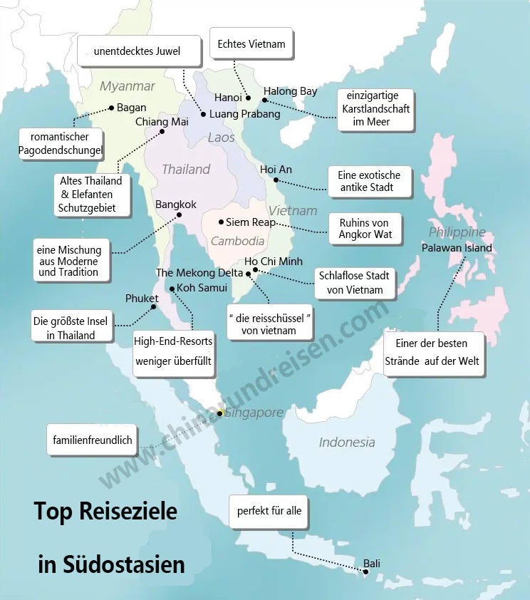 Beste Reiseziele Südostasien