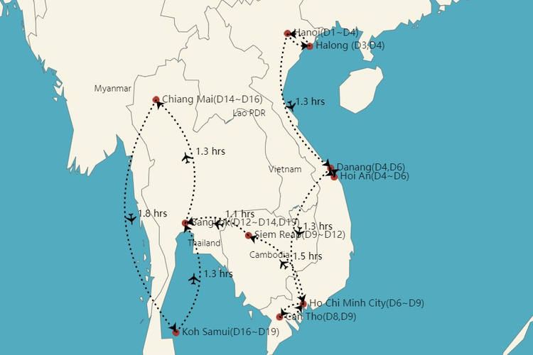 Rundreise Thailand, Kambodscha und Vietnam 3 Wochen