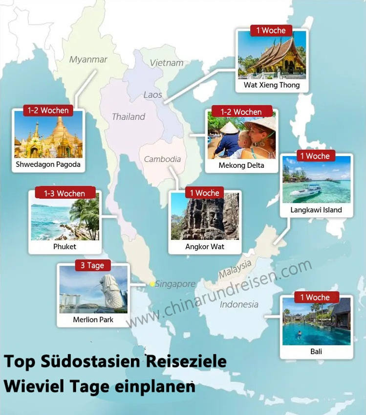 Südostasien Reiseziele und Dauert