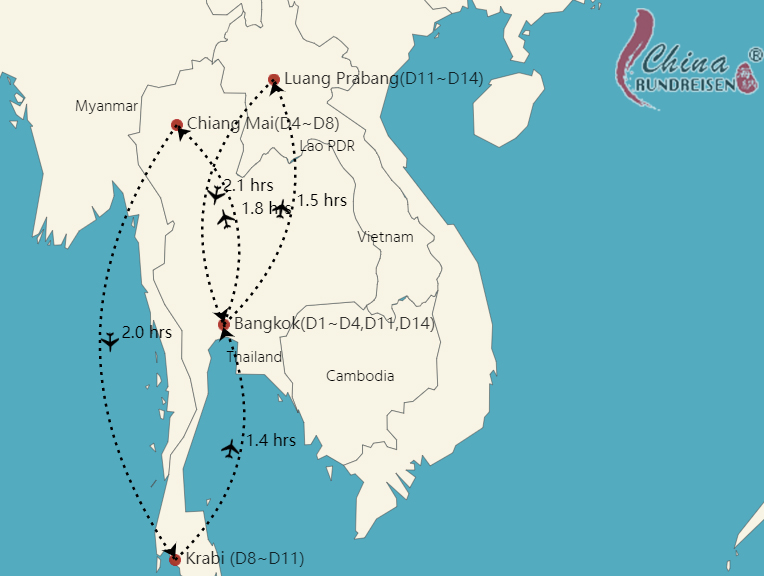 Thailand laos Reiseroute